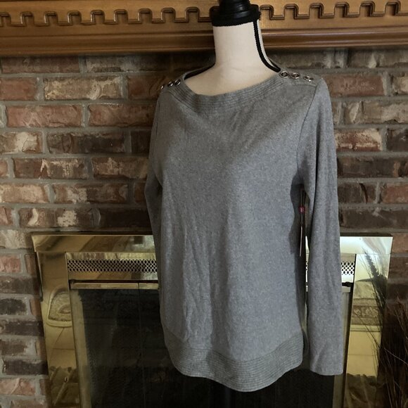 Rafaela Gray Sweater Boat Neck Size Large NWT - Picture 2 of 8